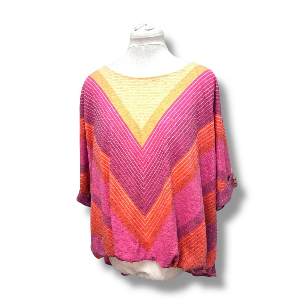 Cato Women’s Short Sleeve Scoop Neck Knit Blouse, Pink/Orange, size 22/24W